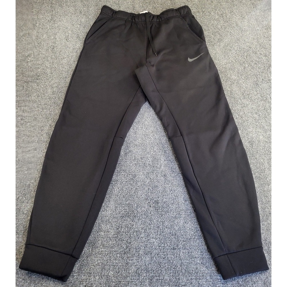 NIKE Therma-Fit Men's Medium Black With Gray Logo Regular Fit Sweat Pants